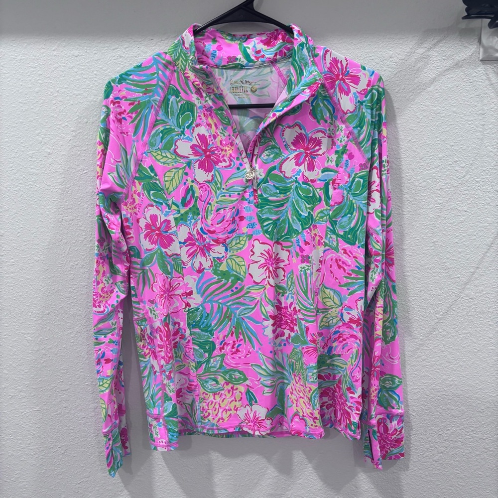 Lilly Pulitzer Pink and Green Floral Sweatshirt